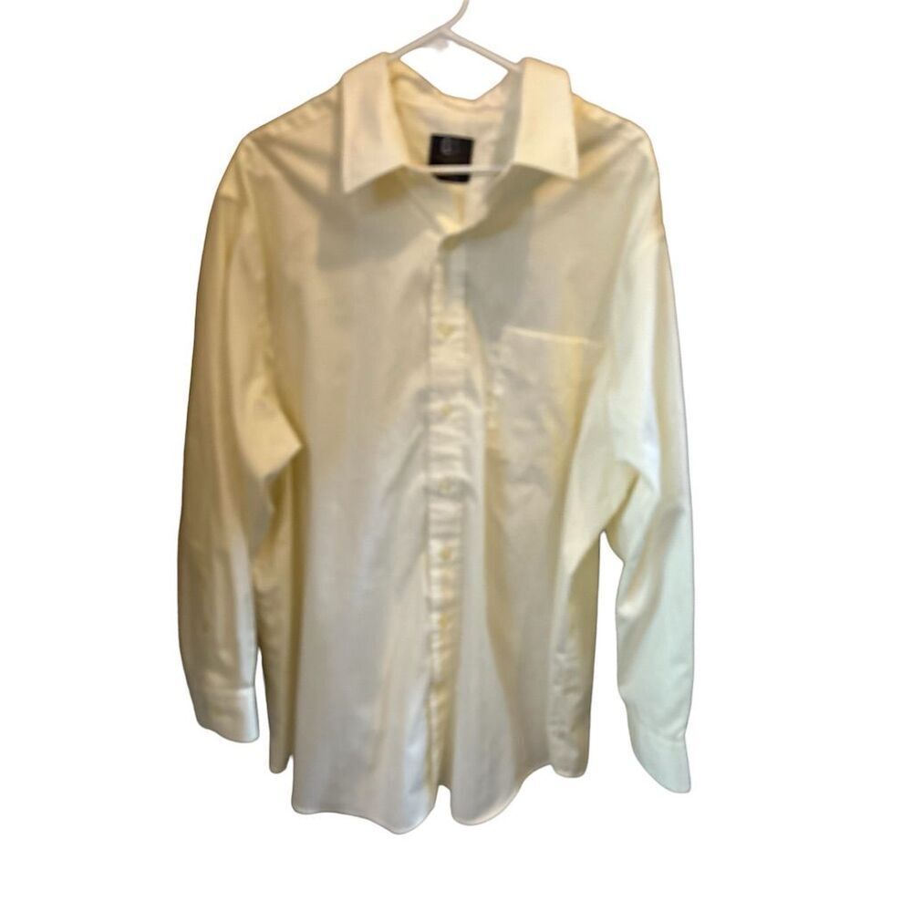 GS Men's Ivory Classic Fit Wrinkle Free Dress Shirt Size 18.5x34/35 Long Sleeve